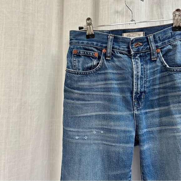 Madewell perfect vintage Jean medium indigo wash distressed raw hem size 25 - Picture 3 of 15